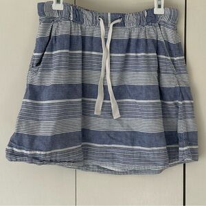 GAP Striped  Cotton elastic waist MiniSkirt pockets S